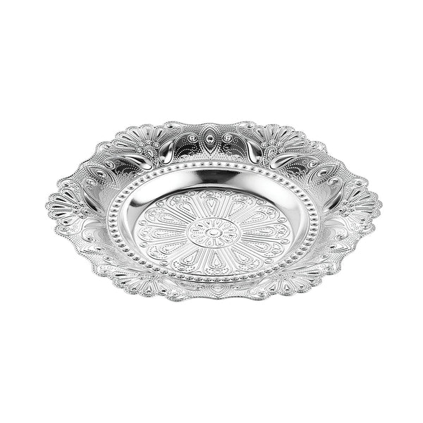 Round Cutwork Tray - Silver