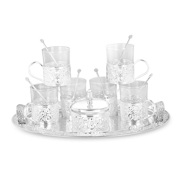 Kawa Set-Flower Design Silver