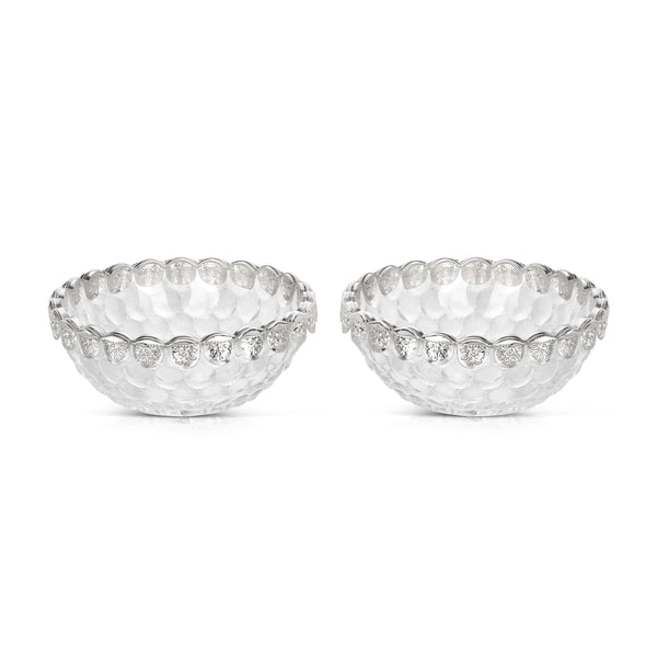 Crystal Bowl With Design Silver set of 2