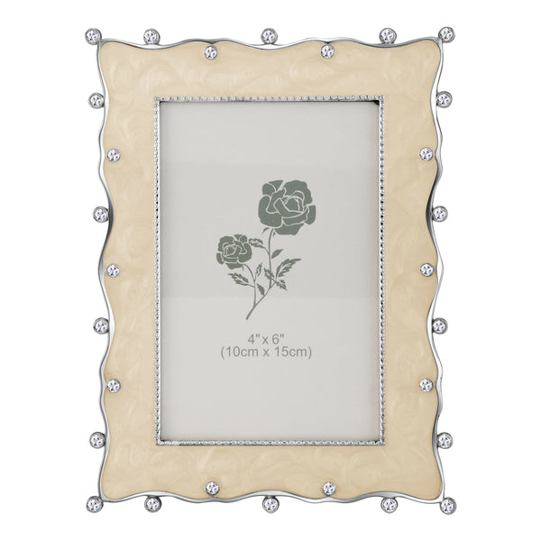 Pearl Beige & Crystal Studded Photo Frame ‚Äì 4x6 in (10x15 cm)