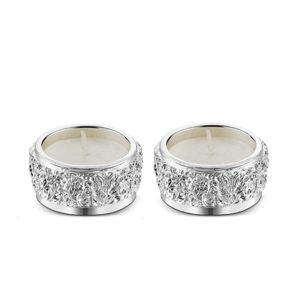 Round Tea Light Silver Set of 2