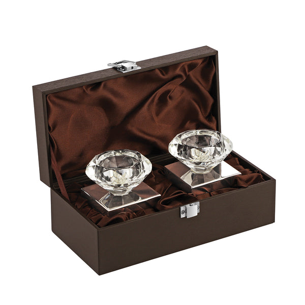 Crystal Tea Light Silver- Set of 2