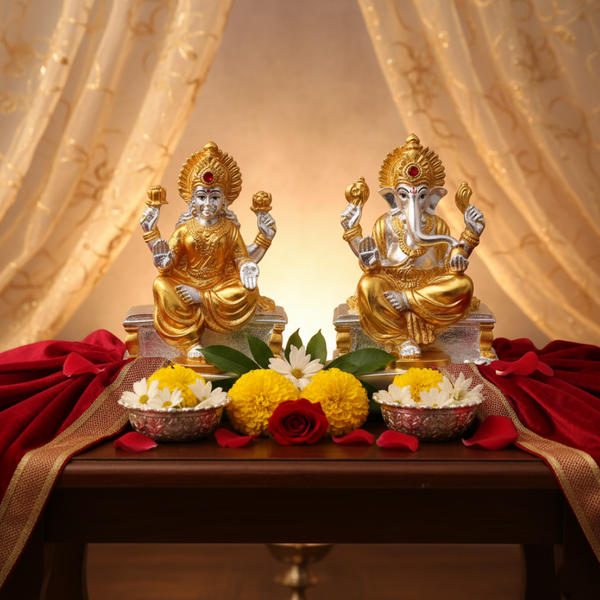 Golden Laxmi Ganesha (h-7 cm) - Gold