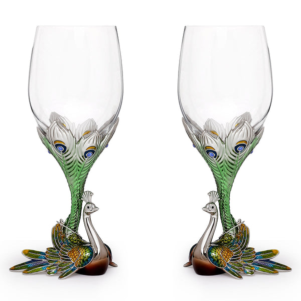 Peacock glass (set of 2)- Colored