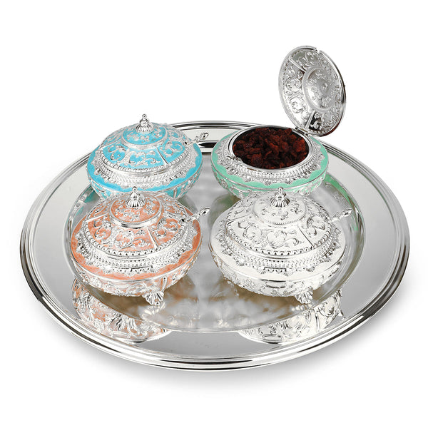 Round Tray with 4 sugar pots