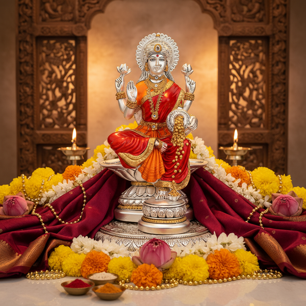 Silver color siting laxmi (h-30.5)- Silver