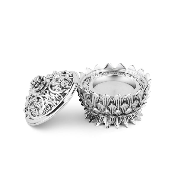 Diya with Lid- Silver