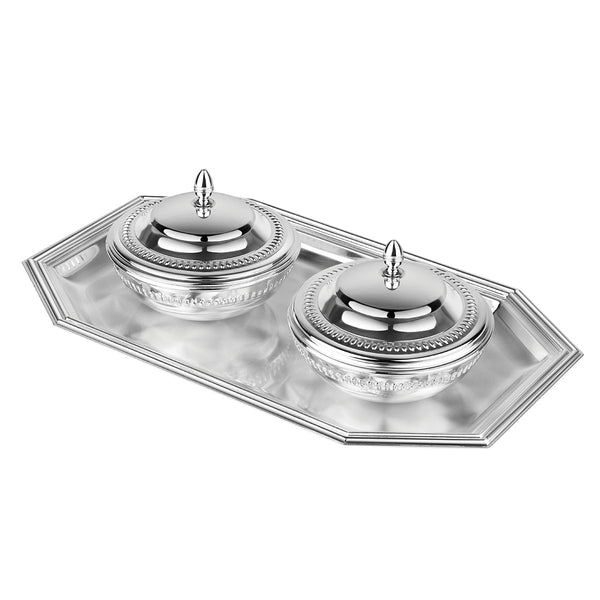 Octagon Tray (Silver) + 2 Sugar Bowl (Silver) = 9941+9948