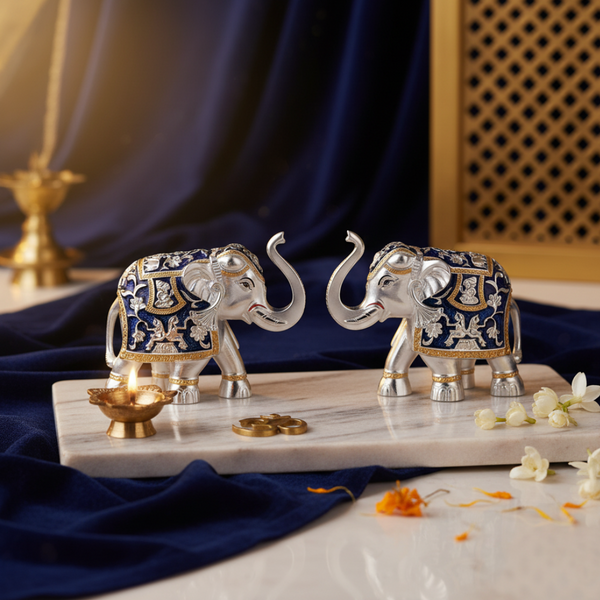 Set of 2 Silver Blue Meena Medium (9.5cm)