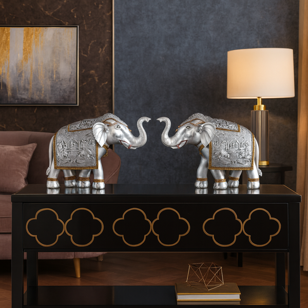 Pair of Silver Elephant Jumbo Size