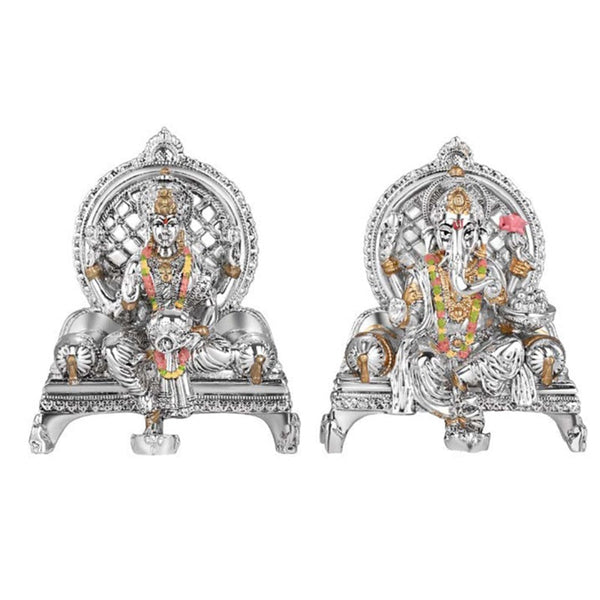 Singhasan Laxmi Ganesha- Siver ( Height-8 cm)