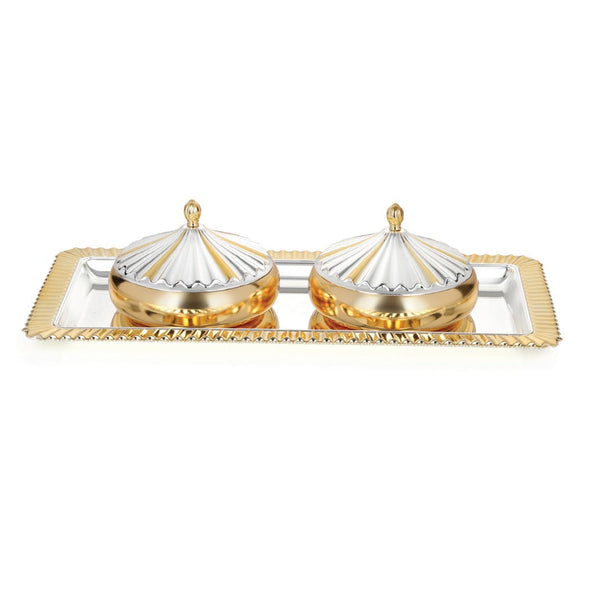 Stripped Design Rectangle Tray with Small & Medium Aladin Bowls